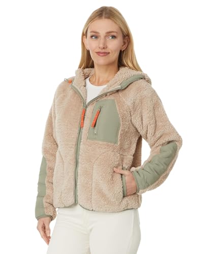 UGG Ruthie UGGfluff - Sudadera con capucha y cremallera para mujer, Masilla/verde musgo, 2X