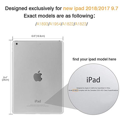 Image of MOCA Compatible Smart Flip Cover Case for iPad 9.7 inch 2017 2018 iPad 5th 6th Generation A1893 A1954 A1822 A1823 Smart Case Cover (Baby Pink, iPad 9.7 inch 2017 /2018 Launched)