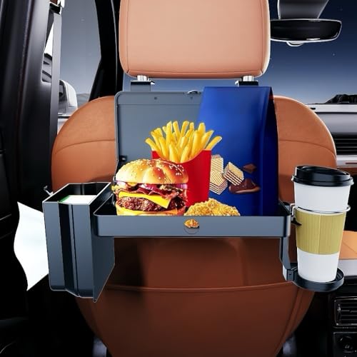 Chikoni Car Back Seat Tray Table Foldable & Stable Backseat Food and Work Desk for Rear Passengers Adjustable Travel Tray for Road Trip Eating Plastic