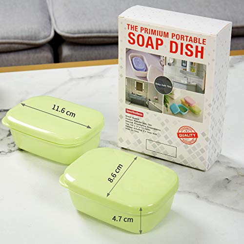Quatish Porta Jabón de Viaje a Prueba de Fugas con Tapa y Capa para Drenaje, Contenedor para Barra de Jabón Irrompible, Portátil Tamaño de Viaje para Camping, Gimnasio y Baño, Verde miniatura 4