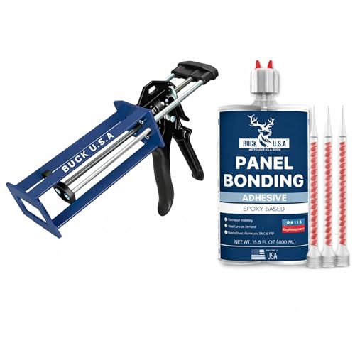 Image of Buck Panel Bonding Adhesive & Dual Cartridge Epoxy Gun (1:1 & 2:1) - 400ml Two-Part Epoxy, 08115 Replacement with High-Thrust Applicator for Automotive & Structural Repair