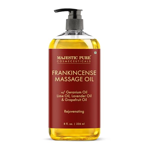 MAJESTIC PURE Frankincense Scar & Stretch Massage Oil for Massage Therapy- Refreshing and Relaxing-...
