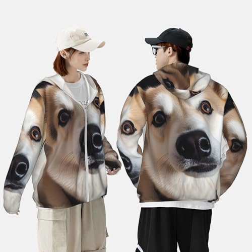Animal Dog Photo Camiseta masculina com capuz com proteção solar FPS 50+, manga comprida, Rash Guard
