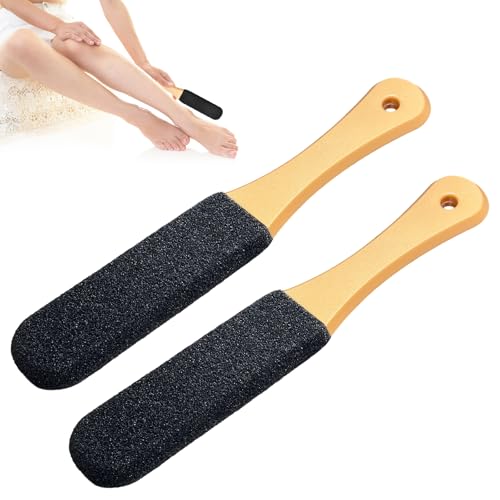 2 PCS Foot File & Pumice Stone Set, Double-Sided Foot Scrubber for Dead Skin, Callus & Cracked Heels Remover, Hard Skin Removal Tool with Ergonomic Handle for Home Pedicure