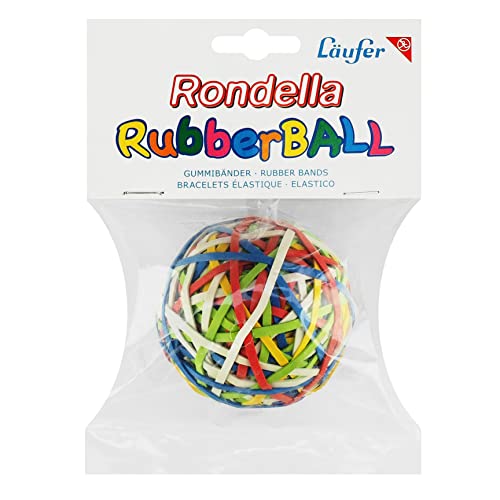 Läufer 59106 Rondella Rubberball, ca. 200 Gummibänder, Durchmesser 60mm, bunt sortierte Gummiringe in hervorragender Qualität
