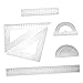 HAPINARY 2sets Transparent Geometry Ruler Set Protractor and Triangle Ruler for Student Drafting Engineering Drawing and School Supplies