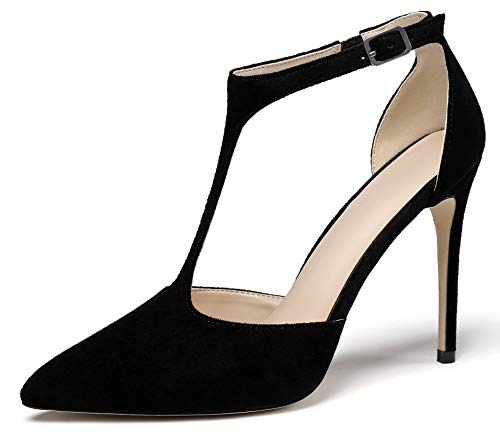 Eldof Women's High Heel Pumps T-Strap Sandals 4