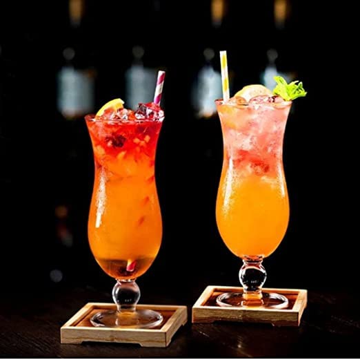 Red-Rubby Tall Cocktail Glasses | Premium Hurricane Cocktail Tall Glass Set - 450 ml | Set of 3 Hurricane Mojito Glass | Crystal Water Drinking Glass Set (3) 2