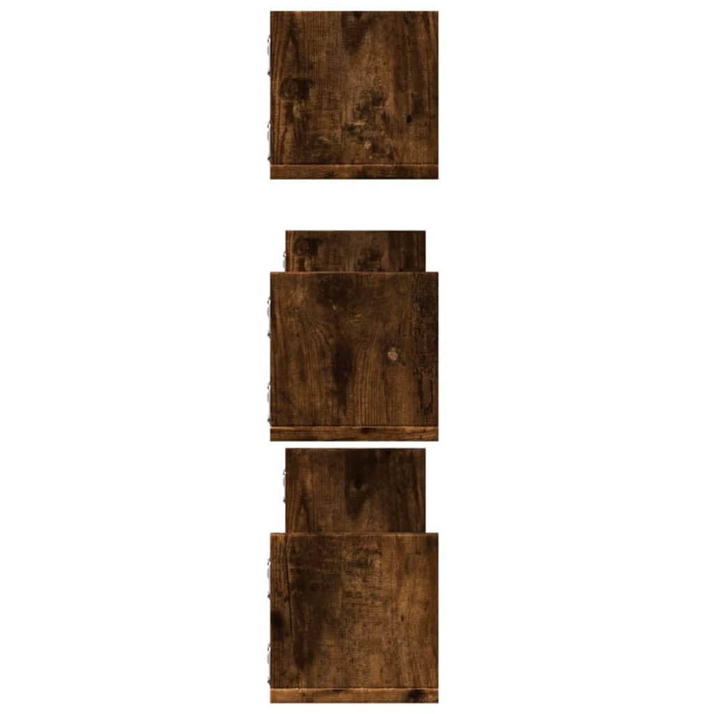 Gecheer Mensole a Parete 3pz Rovere Fumo 80x18x18 cm in Truciolato,Mensola da Parete,Pensile Bagno,Mensola Galleggiante,Salvaspazio per Camera da Letto,Soggiorno,Mensole sospese,P853294