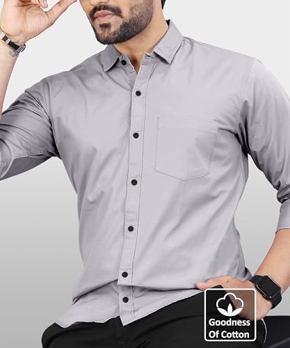 Image of Men's Cotton Full Sleeve Shirt | Regular Fit Casual & Formal Wear with Patch Pocket