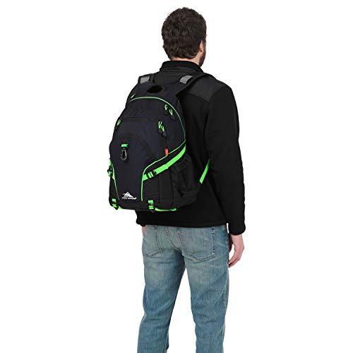 high sierra loop backpack travel or work bookbag with tablet sleeve one size midnight blueblacklime