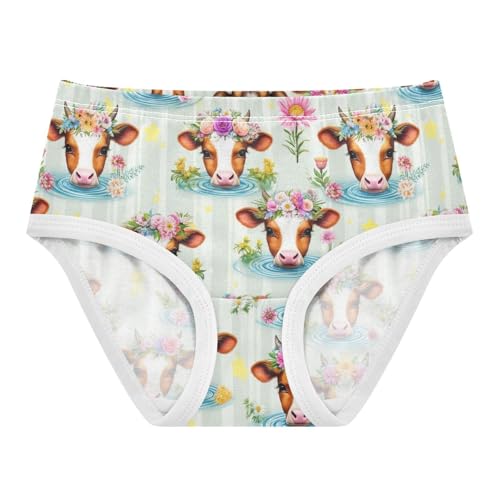 Joisal Print Girls Underwear Toddler 2t Cotton Cute Panties Girl Cute Cow Flower Crowns Briefs Kids Undies