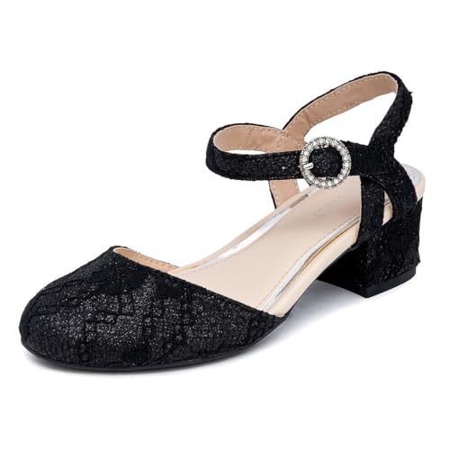 Nine West Girls Sandals Low Heel Dress Pump Ankle Strap Closed Toe Wedding Party for Big Kids & Little Kids