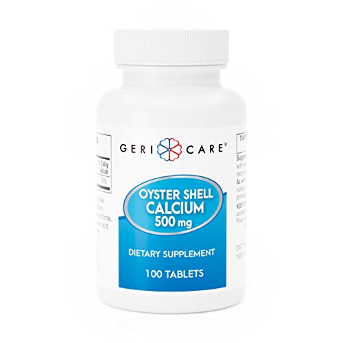 GeriCare Oyster Shell Calcium 500 mg Bone Health & Strength Nutritional Supplement Supports Muscle Functions 100 Count (Pack of 1)