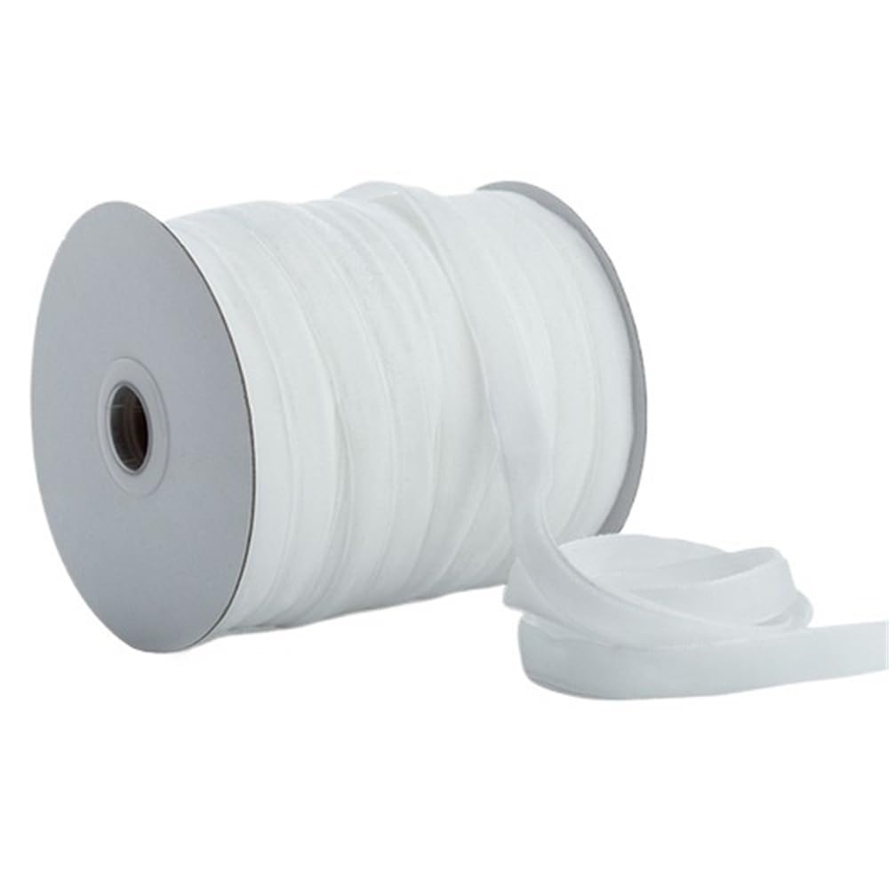 WEITINGKKK Ribbons for Gift Wrapping, Velvet Ribbon Multicolor 1 cm x 50 Yards for Wrapping Decoration Wreath Bow(White)