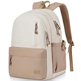 RJEU Mochila Negra para la Escuela, Mochila Ligera para Adolescentes para Niño, Escuela Secundaria,Bolsa para Laptop de 15.6 Pulgadas para Estudiantes Universitarios (KhakiBeige, Fits 15.6in PC)
