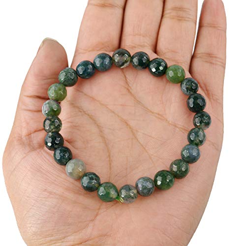 Image of Reiki Crystal Products Certified Natural Crystal Stone 8 mm Diamond Cut /Faceted Beads Bracelet for Men & Women | Reiki Charged Gemstone Bracelet | Multiple Crystal Variants Available