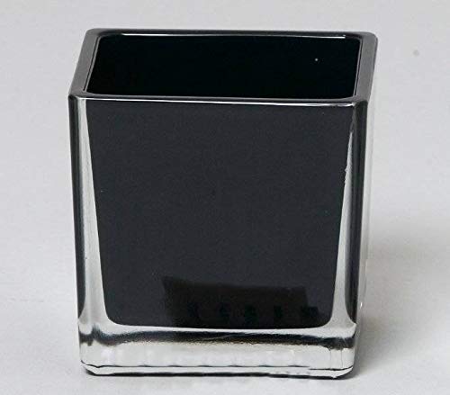 INNA-Glas Tiesto de Cristal Levi, Cuadrado/Cubo, Negra, 12x12x12cm - Macetero - Maceta Cover