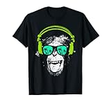 Monkey DJ mit Kopfhörer und Sonnenbrille Geschenkidee T-Shirt
