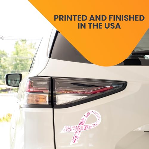Image of Magnet Me Up Breast Cancer Awareness Pink Mandala Ribbon Magnet Decal, 3.5x7 Inches, 2 Pack Magnet for Car Truck SUV, Stick to Any Magnetic Surface, Showing Support or Fundraising, Crafted in USA