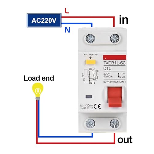 Disjoncteur à courant résiduel 30mA protection fuite électrique tableau maison - 3