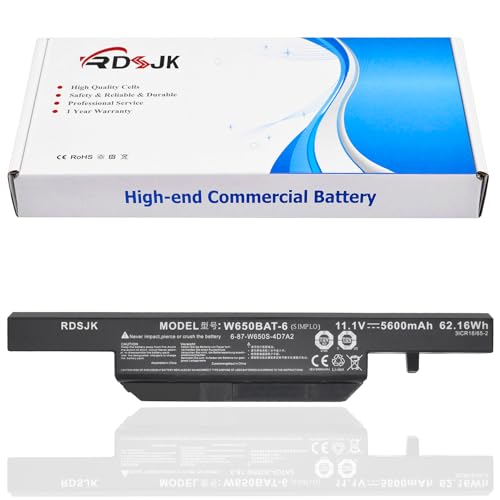 W650BAT-6 Battery for Clevo W650S W650SB W650SH W650SZ W651SC W655SF W655SJ W670SR Hasee K610C K650D K570N K710C K590C K750D 6-87-W650S-4E7 6-87-W650S-4D4A2 6-87-W650S-4D4A5 W670SJQ W665SZ 62.16Wh