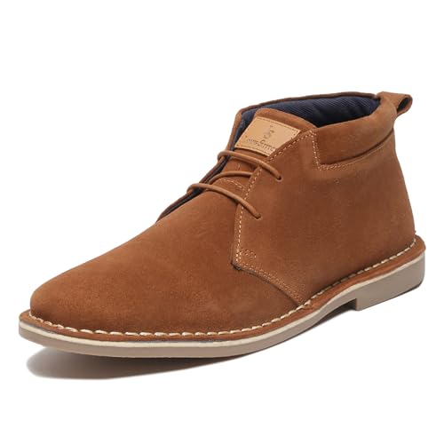 Image of LOUIS STITCH Chukka Boots For Men| Suede Leather Boots for Men| High Ankle Casual Boot | Casual Office & Trekking Shoes | Hiking Boots for Men | Stitch Down Desert Boots |Size-UK012 Tan SDSUCKCUTN