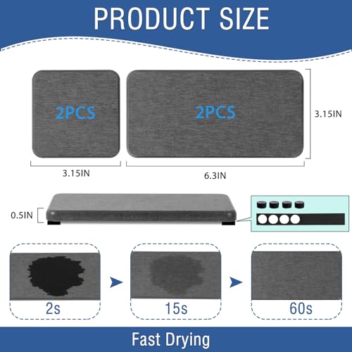 4PCS Water Absorbing Stone Tray, Quick Drying Diatomite Stone Sink Tray, Water Absorbent Diatomite Coasters Used for Hand Soap Dispenser Toothbrush Sponges Holders in Bathroom Counter and Kitchen Sink