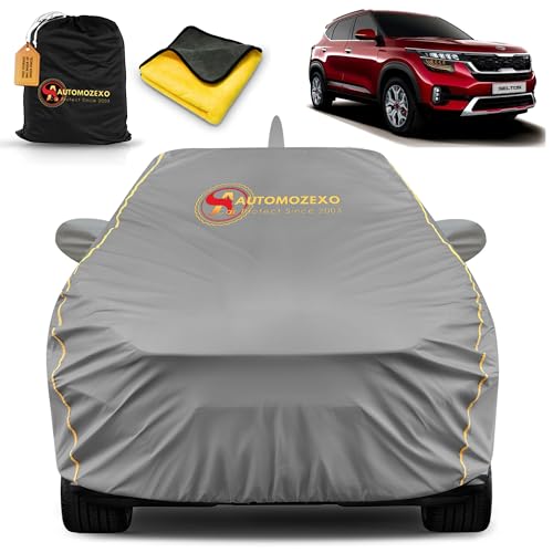 AUTOMOZEXO Kia Seltos 100% Waterproof Car Cover for All Weather Protection with Mirror & Antena...