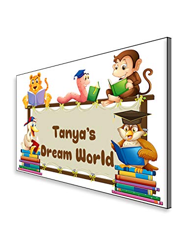 Image of 999Store Printed Cartoon Kids for Children Room Name Plate (MDF 12 X7.5 Inches Multi)