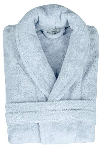Classic Turkish Towels - Luxury Terry Cloth Robe For Men And Women, 100% Turkish Cotton, Soft And Plush, Long Unisex Bathrobe - Ice Blue (Medium) #TOP3