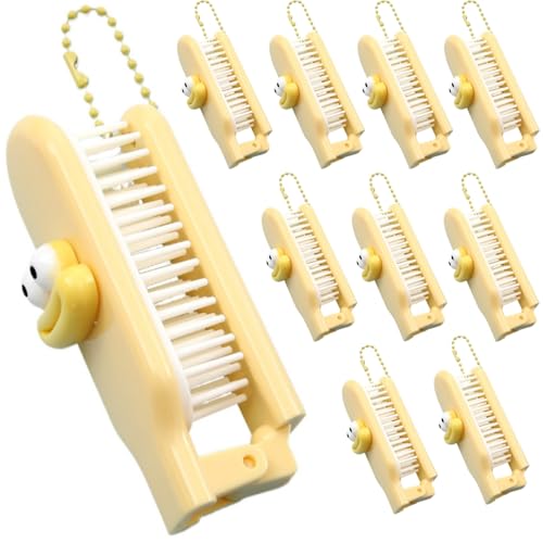 折りたたみヘアブラシ コンパクト 折りたたみ式 帯電防止 ポータブルケア用 ポケットサイズ 旅行に優しい スタイリング ミニ 大きな口付き 10個 (イエロー *10個)