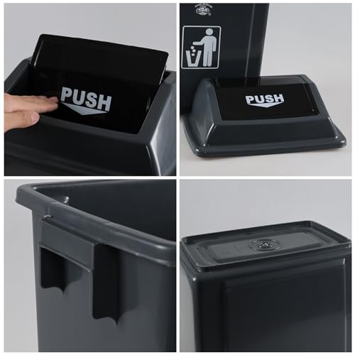 Caneca de basura rectangular de plástico 6 gal gris 4-pack miniatura 6