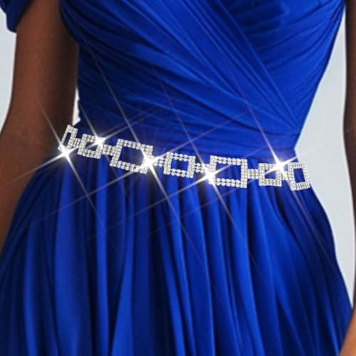 COSYDAYS Sparkly Rhinestone Dress Belt Silver Crystal Chain Belts Fashion Waist Accessories for Women2