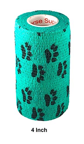 Vet Wrap Wrap Tape (Teal with Paw Prints) (2 Pack) (3 Inch x 15 feet) Self Adhesive Adherent Adhering Cohesive Flex Self Stick Bandage Grip Roll Dog Cat Pet Horse - Thumbnail 7
