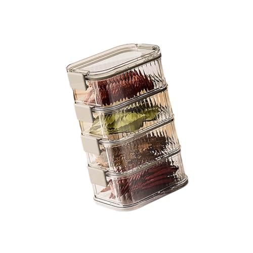 YUGSHNKFC Cajas apilables para condimentos que ahorran espacio, con vista transparente, contenedores de almacenamiento de cocina, caja segura para alimentos, dispensador de especias de grado