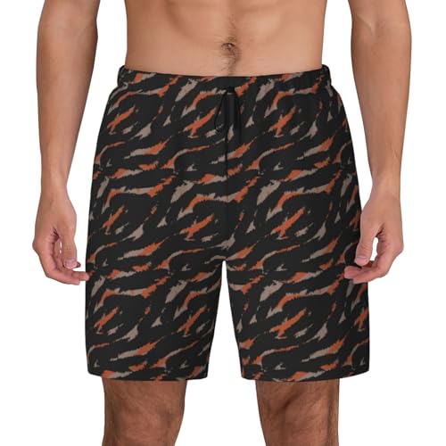 Camouflage Orange Black Funny Men's Swim Trunks Board Shorts Quick Dry-