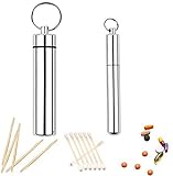 2 Pieces 2 Sizes Portable Toothpick Pocket Toothpick Holder Aluminium Alloy Toothpick Box and...