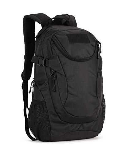 Yakmoo Mochila de Asalto Impermeable Estilo Militar Táctico de Nylon Molle Sistema Bolsa de Estudiante Gran Mochila de 25L al Aire Libre Negro