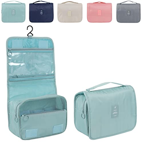 fogman トラベルポーチ トイレタリーバッグ 大容量 フック付き 洗面用具入れ 化粧ポーチ (スカイブルー)