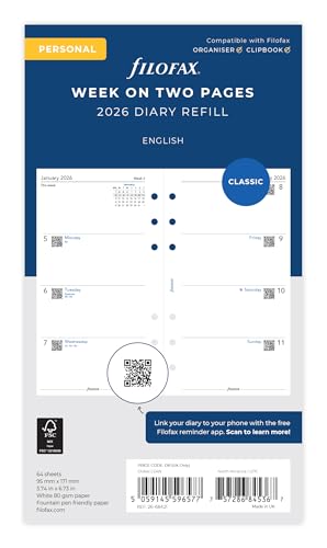 Filofax Personal Week on two pages English 2026 diary 26-68421