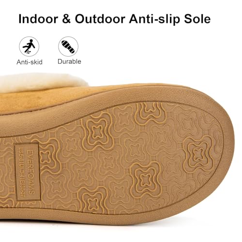 Image of EverFoams Women's Bootie Slippers Faux Fur Ladies Bedroom House Shoes with Memory Foam and Indoor Outdoor Rubber Sole