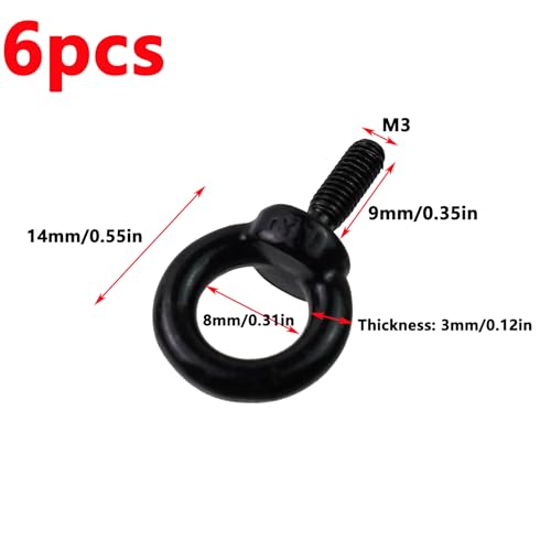 Image of Antrader M3 Lifting Eye Bolts,Stainless Steel Machinery Shoulder Lifting Eye Bolt,Black,6Pcs