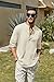 COOFANDY Men's Cotton Linen Henley T-Shirts Long Sleeve Hippie Casual Beach T-Shirts Beige