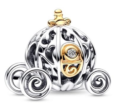 The Charmery Disney 100th Anniversary Cinderella's Enchanted Carriage Charm 925 Sterling Silver Compatible with Pandora Charms,and Many Other UK Charm Bracelets., Metal