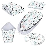 Peti Bebe Baby 5 in 1 Babynest + Bettwäsche + Bettkissen + Puckdecke + Fütterungskissen