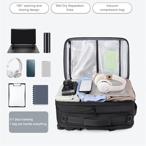 ASHATA Vacuum Travel Backpack with Pump, Large Travel Backpack, Expandable 36 to 55L, Dry Wet Separation Vacuum Compression Bag, for Business3