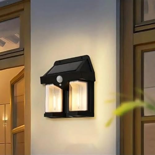 Image of Oblivion Solar Light - Waterproof Outdoor Double Head LED Wall Lamp for Garden, Villa, Porch and Gate - Dusk to Dawn Wireless Induction Garden Night Light for Exterior Security Lighting (Pack of 1)