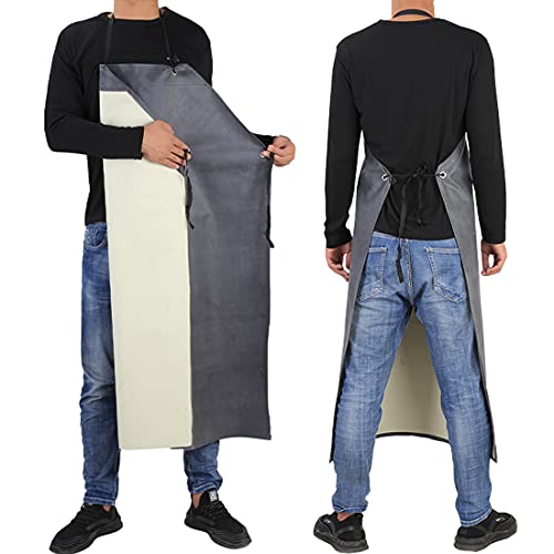 Rubber Gardening Apron Waterproof Apron Chemical Oil Resistant for Dishwashing ,Cleaning, Butcher, Dog Grooming (Dark Grey White) - Image 3