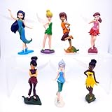 7pcs/Set Tinkerbell Flower Fairies Doll Toy Cake Toppers Girls Tinker Bell PVC Action Figures Toys Party Decorations Birthday Gifts